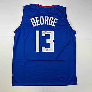 Facsimile Autographed Paul George Los Angeles LA Blue Reprint Laser Auto Basketball Jersey Size Men's XL