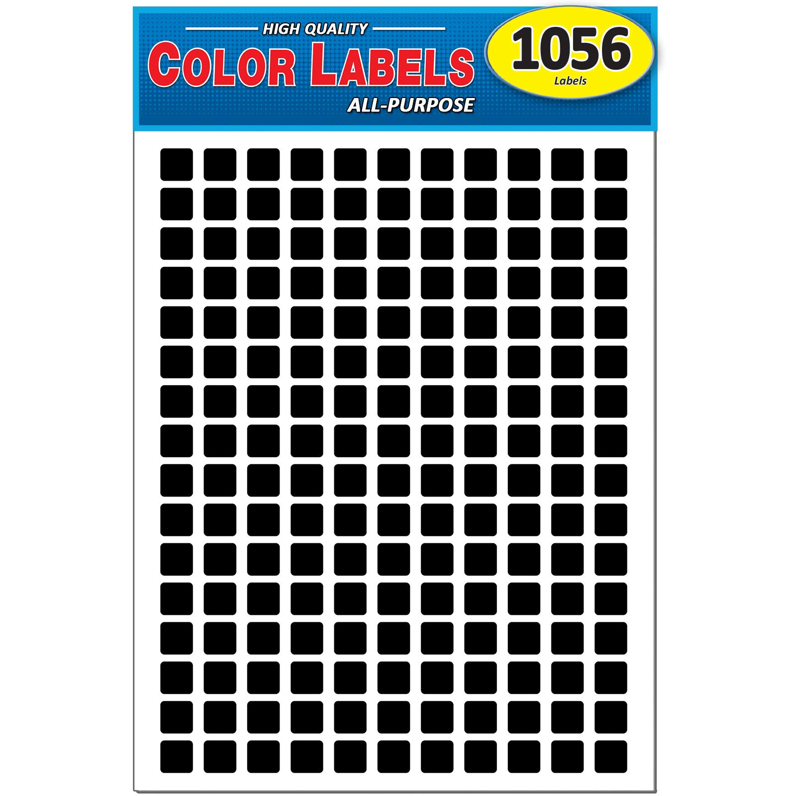 Buy Pack of 1056 1/2Inch Square Color Coding Dot Labels, Black Color