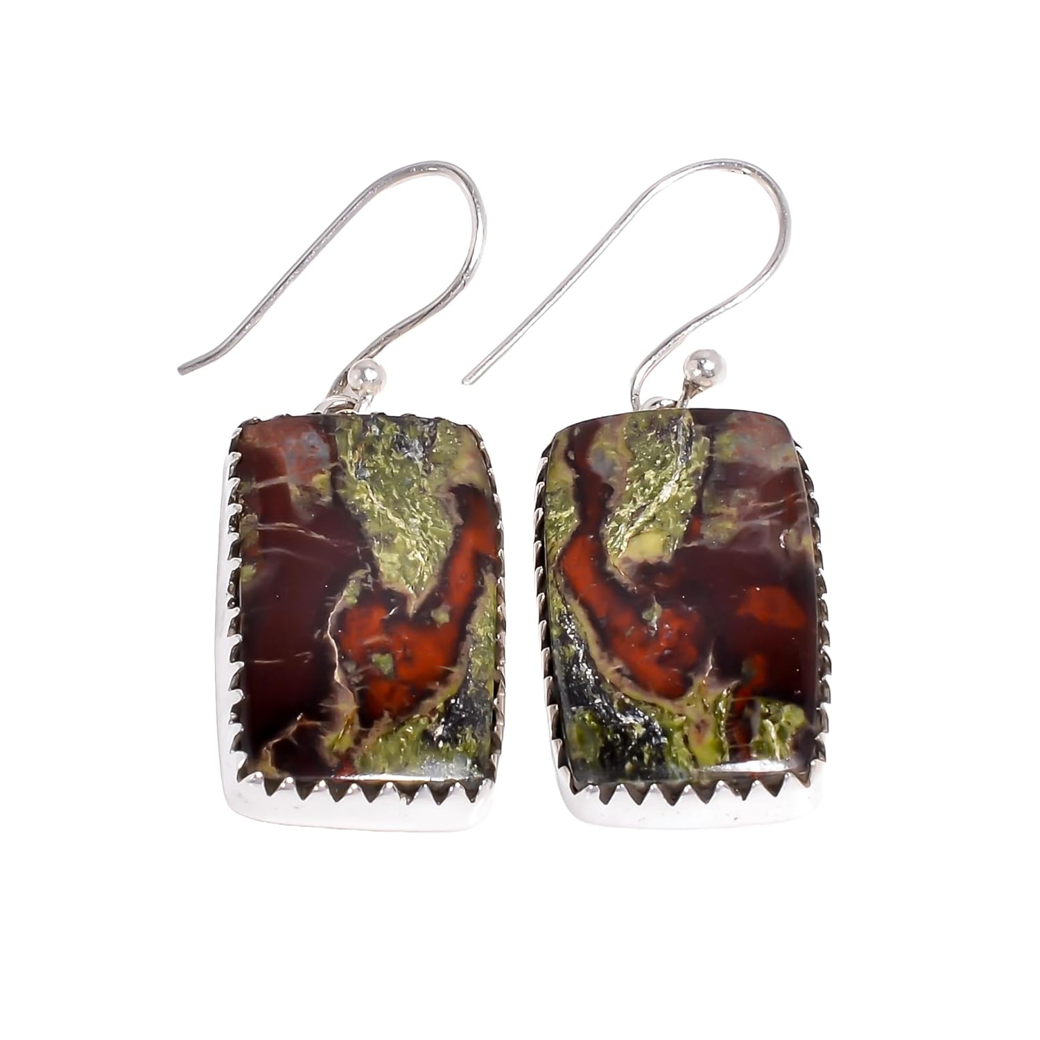 Natural Dragon Blood Stone 925 Sterling Silver Handmade Dangle Earrings for Women Jewelry Gift for Women