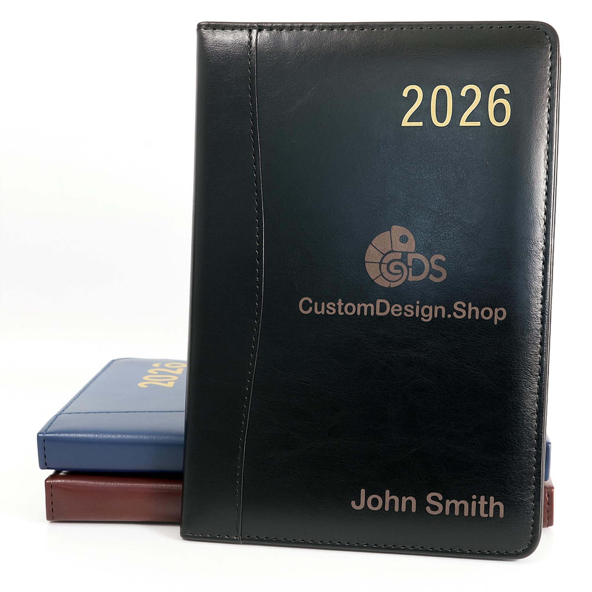 Personalised Premium Executive Diary Organiser 2026 | Design A Truly Unique Gift | Laser Engraved PU Leather - A5, Black, Day-per-page