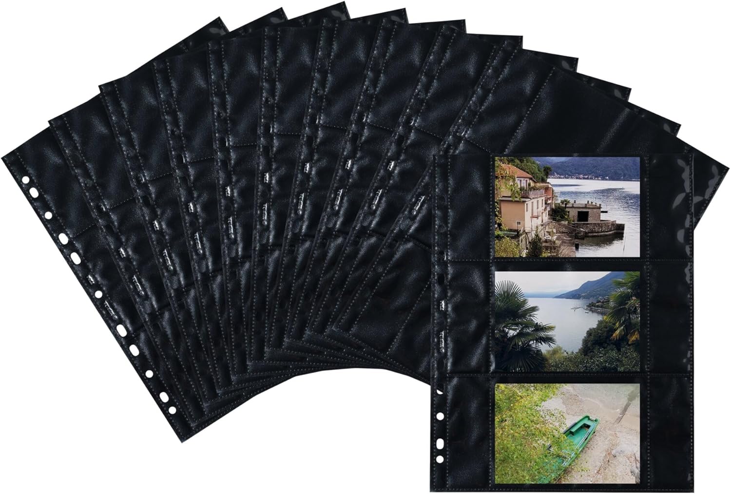 HERMA Photo Pockets for Ring Binder Albums, Acid Free, 13 x 9 cm Landscape Format, 60 Pockets, Black