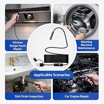 7.7mm Endoscope Snake Camera for Phone,Snake Inspection Borescope,Type C Inspection Camera With Light,Inspection Camera With Light,Drain Inspection Camera,Drain Camera with Light(1m Flexible Wire)