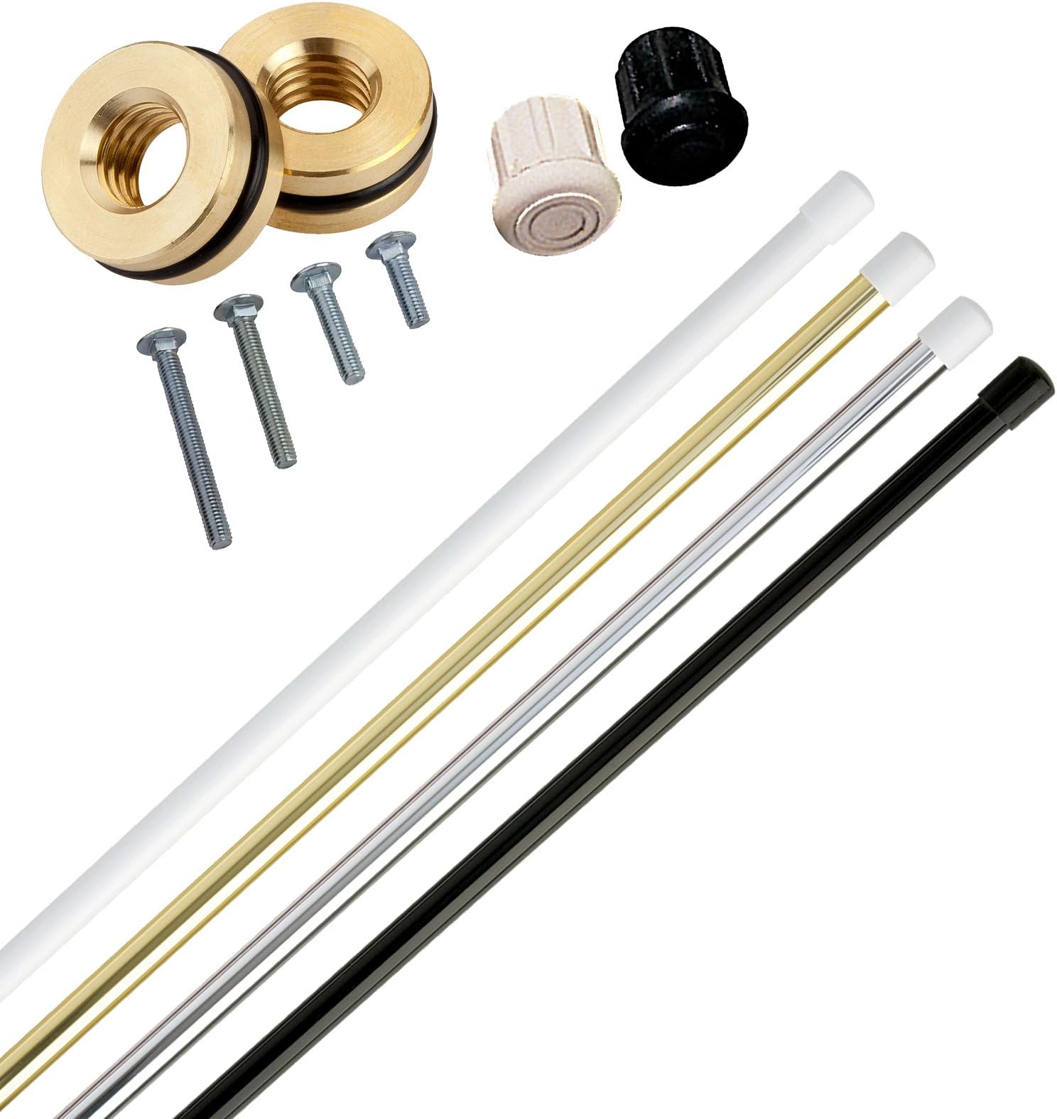 6โ Color Guard Flag Pole Package by Directorโs Showcase (DSI) (6' Silver Flag Pole, White Caps)