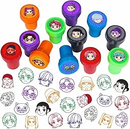 Tampons Enfant Auto-Encreurs 12 Pièces, Kit de Tampons Plastique k pop pour Activités Créatives, Mes Premiers Tampons Demon Hunters pour Fête et Anniversaire, Cadeau et Récompense pour Sachets Cadeaux
