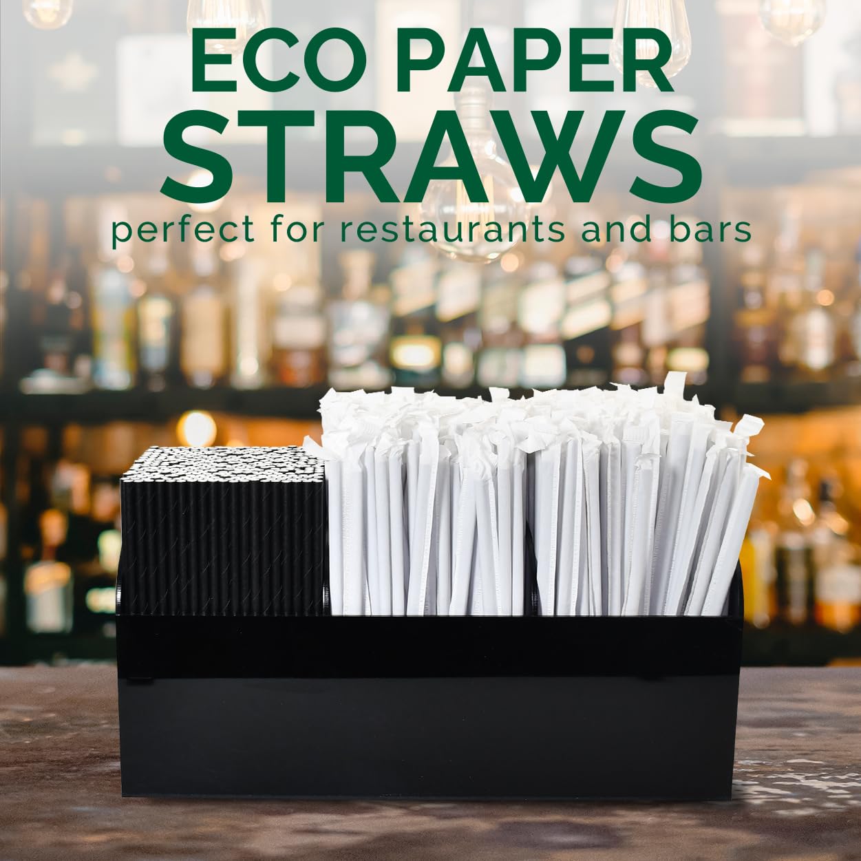 Lot De 1000 Pailles En Papier Noir Uni – 20 Cm, Biodégradables, Emballées Individuellement, Écologiques