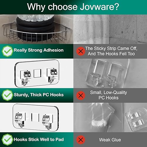 Miniatura 3 de Jovware Adhesivos adhesivos para ducha, soporte de ducha, adhesivo de repuesto, adhesivo de cocina, estantes de ducha para soporte de jabón,