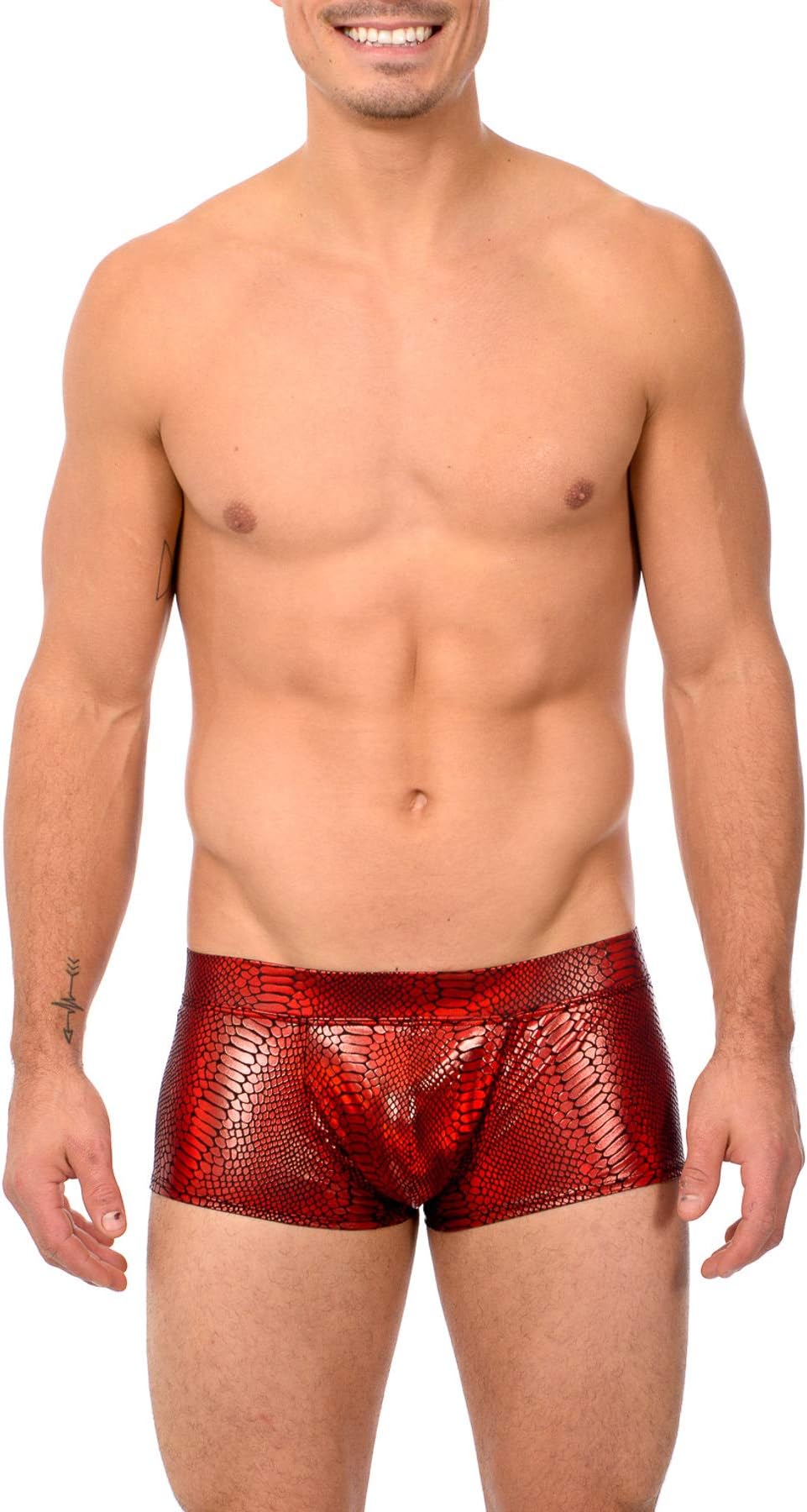 Gary Majdell Sport Mens Print Contour Pouch Bikini Swimsuit (Small, REPT_RED)