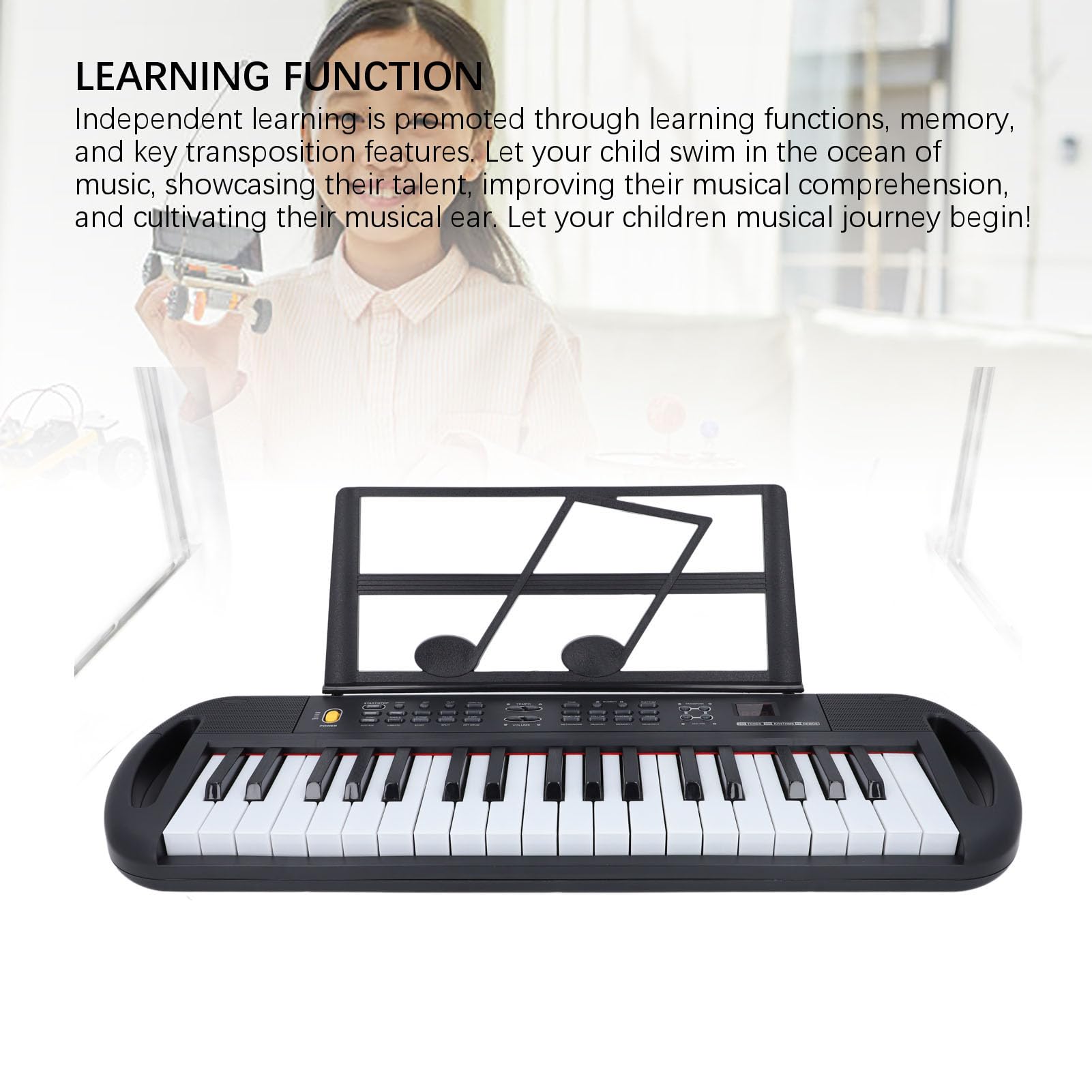 Hidyliu Tastiera Elettronica per 37 Tasti con 200 Ritmi e Brani Dimostrativi per L'apprendimento e il Divertimento della Musica dei Bambini