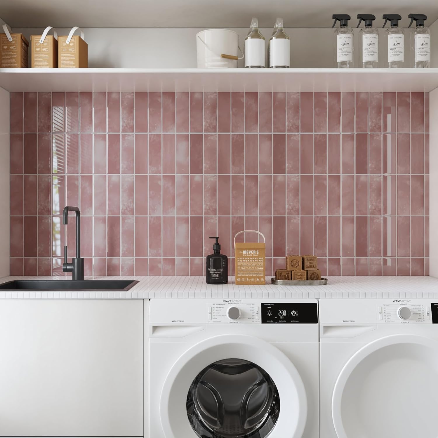 CRE8TIVE 16 Sheets Straight Linear Backsplash Tile for Kitchen Peel and Stick Tile Stick on Backsplash for Kitchen 12"x12" Self Adhesive Temporary Back Splash Wall Tiles for Bathroom Laundry Room