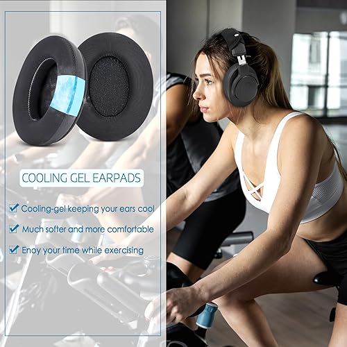 Miniatura 4 de Almohadillas de repuesto de gel refrescante para HyperX CloudAlpha, Audio Technica M50XM40X, Turtle Beach Stealth 400600, Sony MDR 7506 y más,