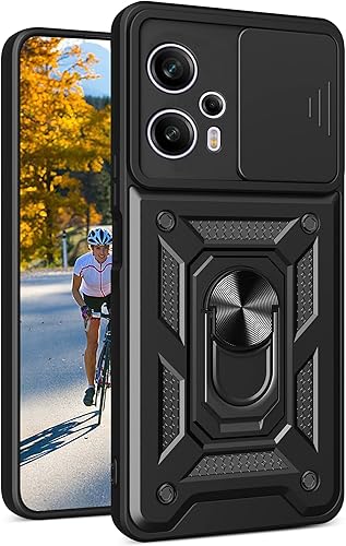 Ysnzaq Funda para Xiaomi Poco F5 5GRedmi Note 12 Turbo, resistente a prueba de golpes lente protectora cubierta del teléfono con soporte magnético