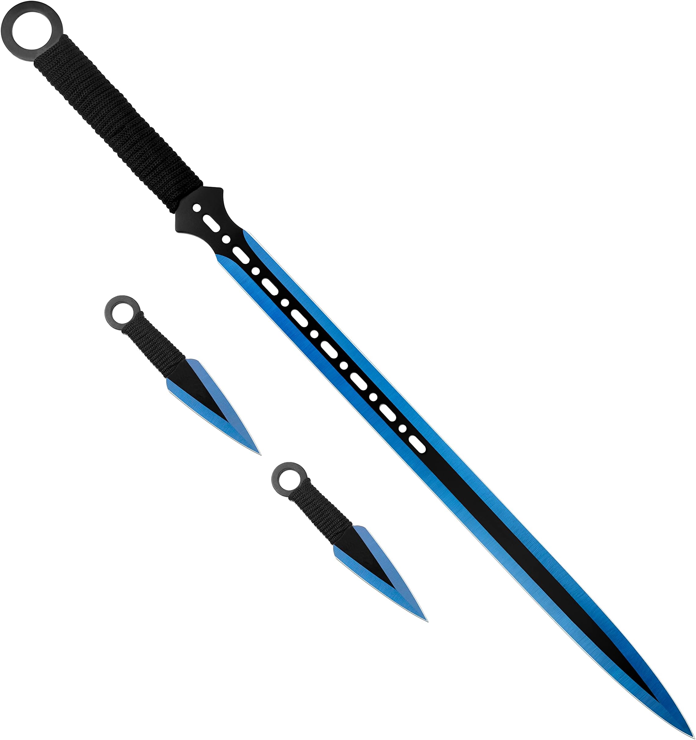 Tactical Ninja Sword and Throwing Knives Set with Nylon Sheath. for Outdoor Sport,Collection,Hunting,Camping,Gift.3cr-13 Stainless Steel Blade.Length 26.97inches.