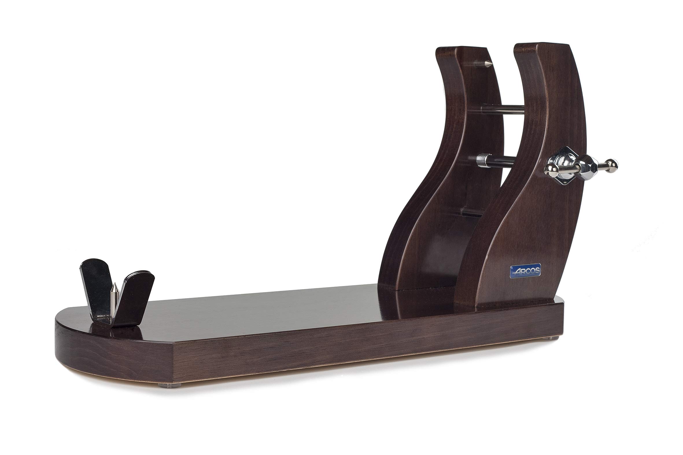 Arcos Zubehör - Schinkenhalter - Metallische Eisenhütte 500x280x180 mm - Mahagonifarbenes bambuslackiertes Holz Farbe Braun