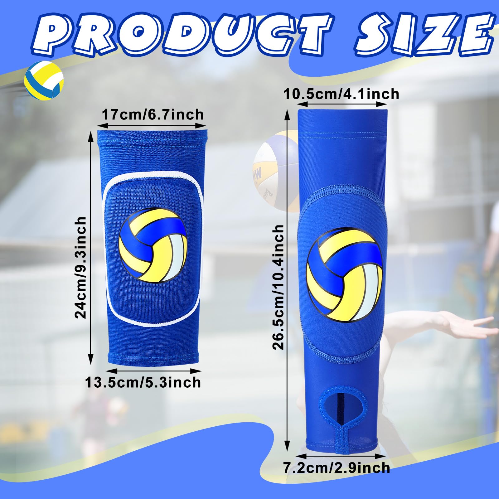 Aoriher 4 Pcs Volleyball Accessories Include Knee Pads Arm Sleeves Drawstring Bag Headbands Volleyball Gear for Women(Blue)
