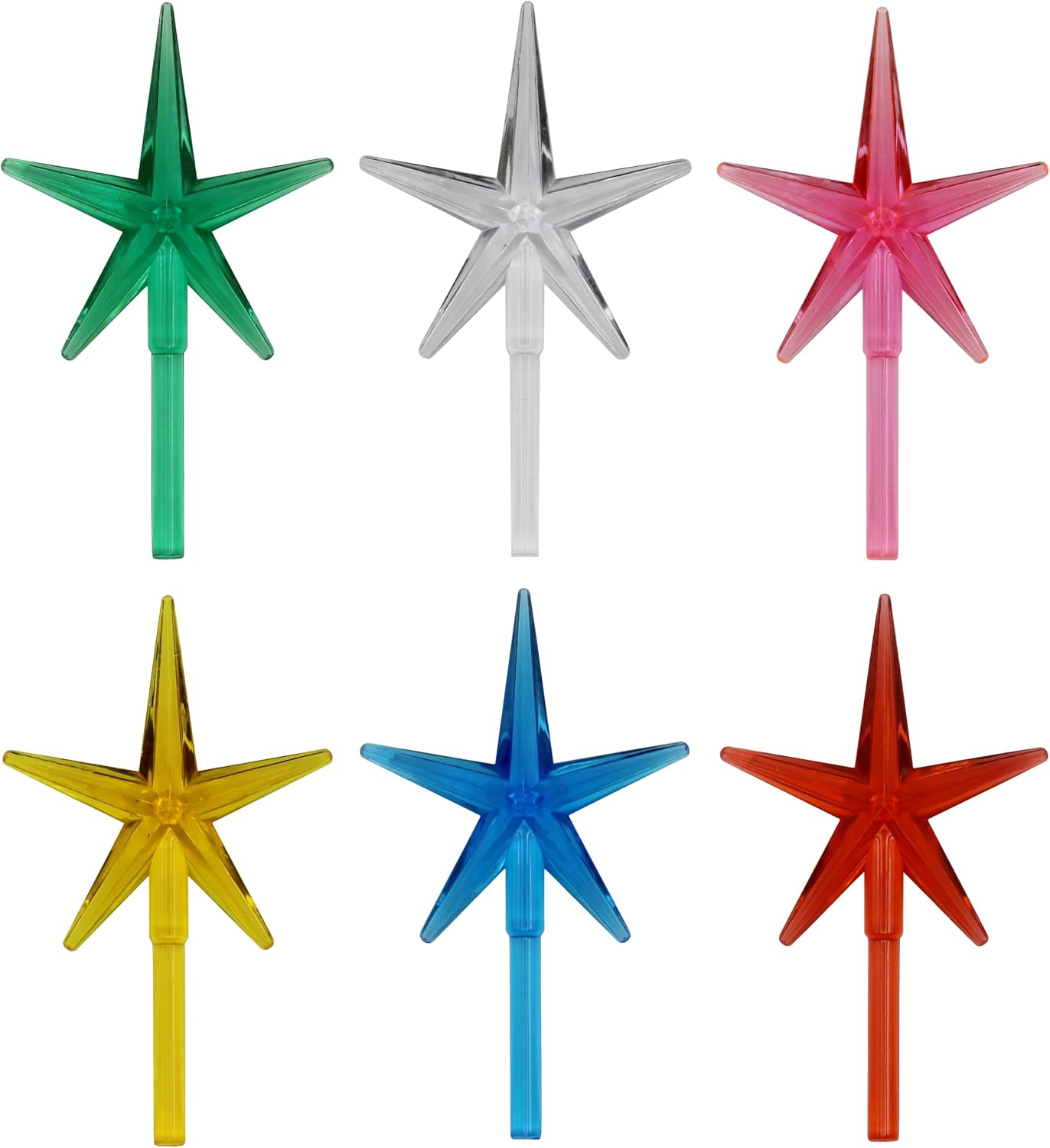 Creative Hobbies 6 Pack Multicolor Stars Ceramic Christmas Tree Lights Plastic Light Decorations - Replacement Parts Christmas Tree Ornaments