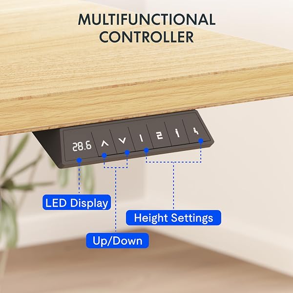 FLEXISPOT EN1 Adjustable Height Electric Standing Desk, 48 x 24 Inches Stand Up Home Office Desk with Natural Desktop Tabletop Primo(White Frame/Maple Top,w/Memory Button) - 3