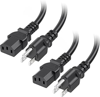 Cable Matters UL Listed 2-Pack 10ft 16AWG 3-Prong Power Cord - NEMA 5-15P to IEC C13 for PC, Monitor, TV, Printer Replacement