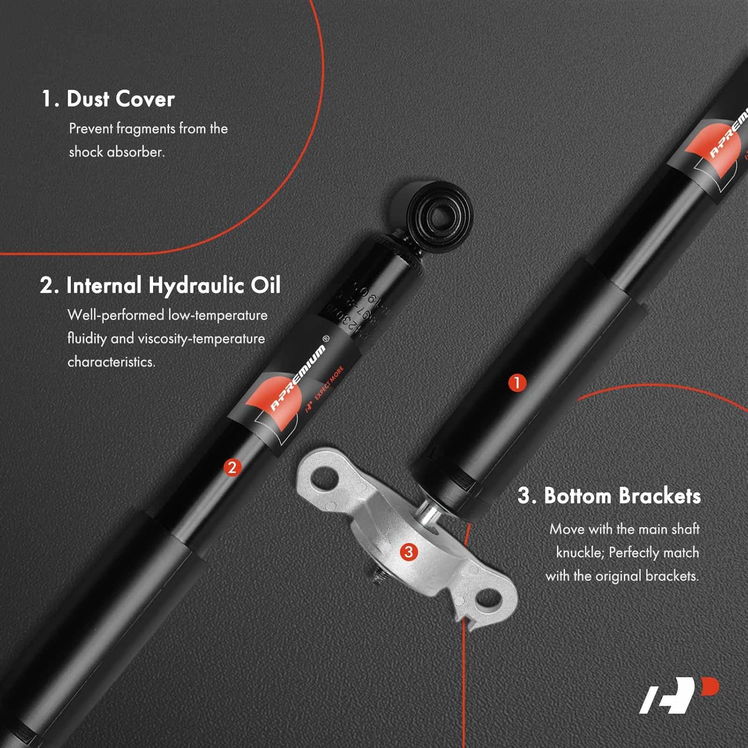 A-Premium Rear Shock Absorber Compatible with Chrysler Pacifica 2020 2021 2022 2023 2024, AWD, 2-PC Set