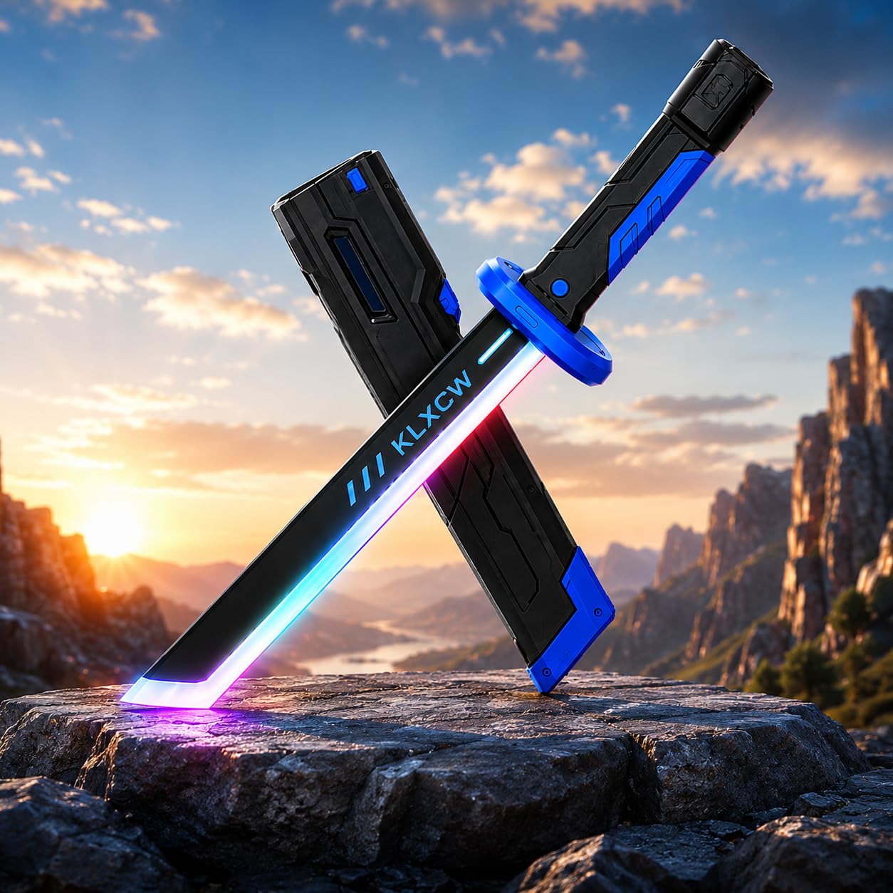 Storio LED Light Up Toy Sword with Scabbard, RGB Color Changing Glowing Blade, Sparking Draw Effect, USB Type-C Rechargeable Light Sword, Role Play Toy for Kids Boys Girls-picture-18