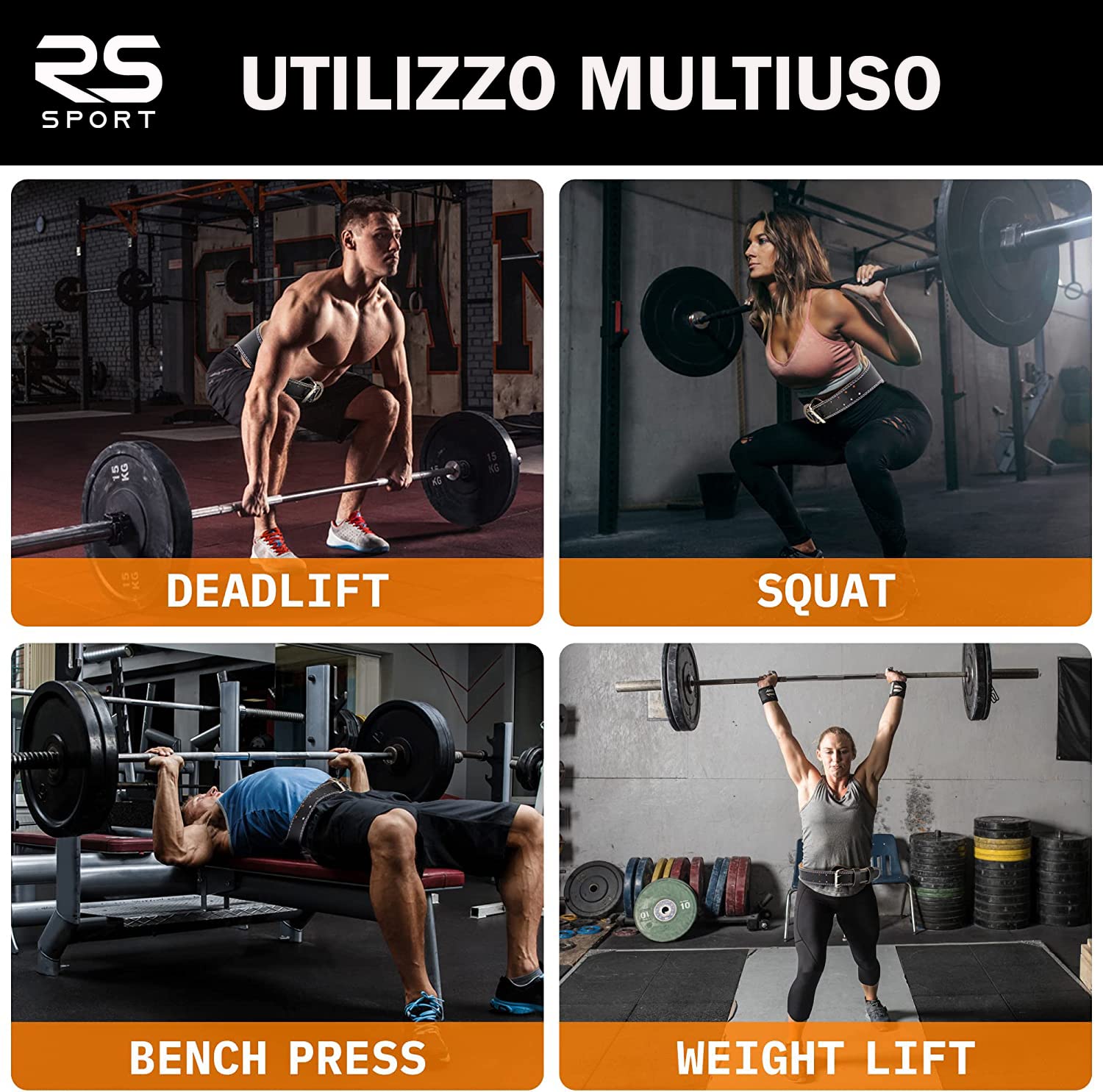 RS SPORT Cintura Palestra Sollevamento Pesi, 10 Fori Regolabile, Cinta Professionale Pesistica, Bodybuilding, Fitness, Gym, Allenamento Powerlifting, Palestra, Imbottita Schiena per Uomo Donna