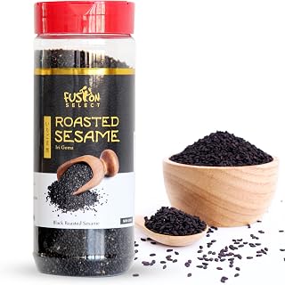 FusionSelect Roasted Black Sesame Seeds - Crunchy Nutty Toasted Topping for Sushi, Salads, Soups, Noodles & Asian Dishes - 8oz Bottle
