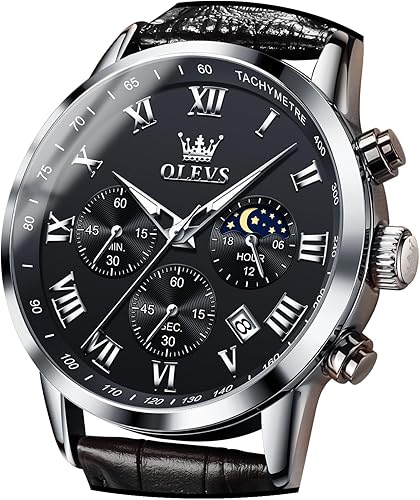 Miniatura 9 de OLEVS Relojes para hombre de vestir cronógrafo analógico cuarzo fase lunar para hombre luminoso impermeable relojes de pulsera masculinos