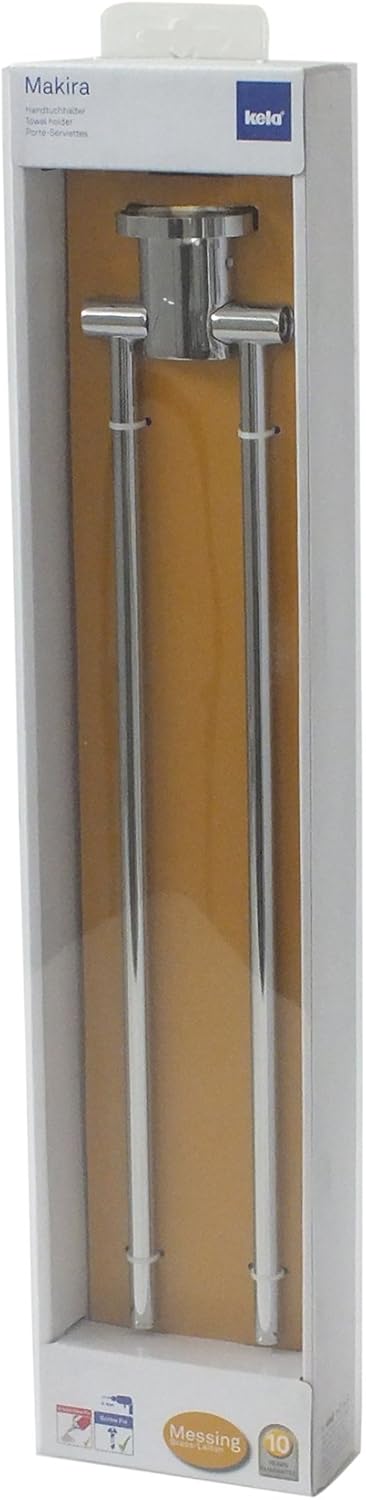 kela Towel holder Makira of Brass in Silver, 7.5 x 7.5 x 41.5 cm