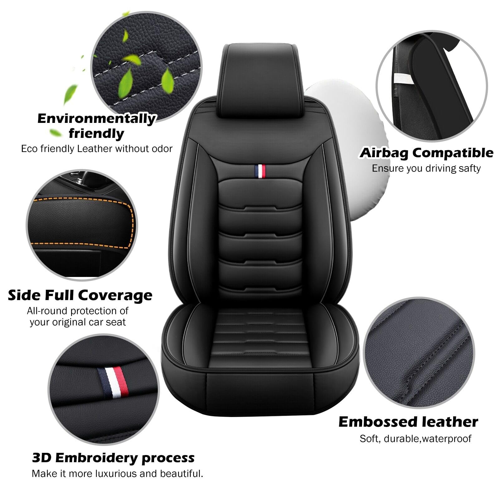 ZHISHIGUO Autostoelhoezen volledige set voor Volvo XC40 2017-2025, alle weersomstandigheden lederen waterdichte interieurbeschermer accessoires, gebruik eenvoudige installatie reiniging (zwart rood