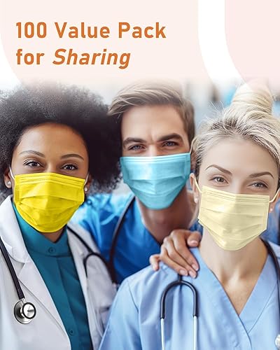 Miniatura 136 de Mascarillas desechables paquete de 100 unidades, 4 capas ASTM nivel 3 grado médico, transpirables para protección al aire libre de adultos, Sinfonía