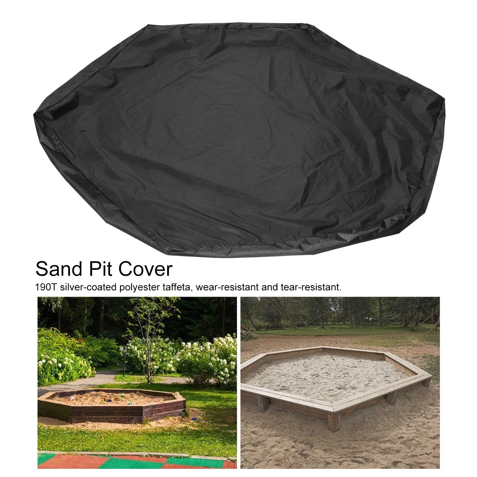 Waterproof Sandbox Cover with Drawst, Heavy Duty Sandpit Sand Toys Cover, Sandpit Pool Cover for Outdoor Garden(Black)