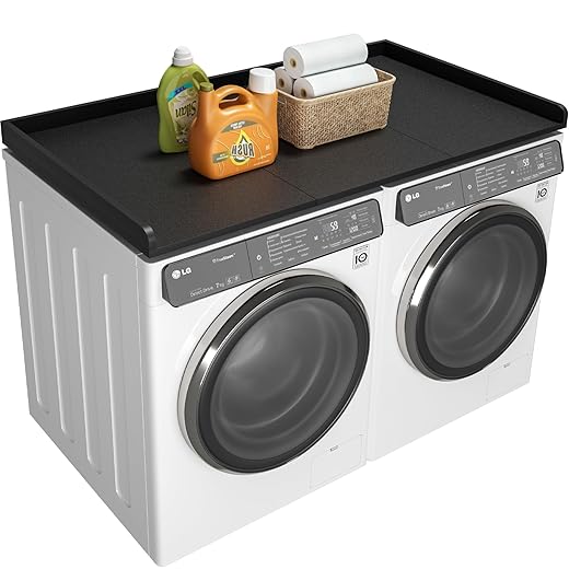 Ulif Over Washer and Dryer Countertop, Melamine Frosted Surface for Laundry Room Storage and Organization, 27.5" W x 54" L x 2.6" H, Black Splice Type