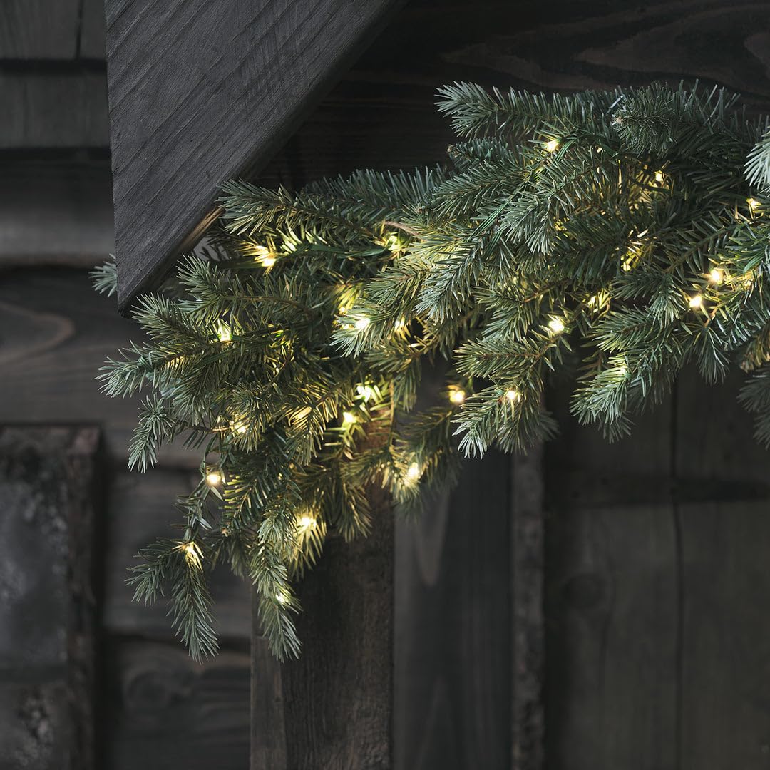 Lights4fun Multicoloured 1.5M Pre Lit Christmas Garland Indoor Decoration 180 Dual Micro Leds Battery Operated With Timer