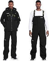 Vista 2 de Men’s 3-Layer Waterproof Fishing Jacket & Bib Pants Set – Waders & Foul Weather Gear