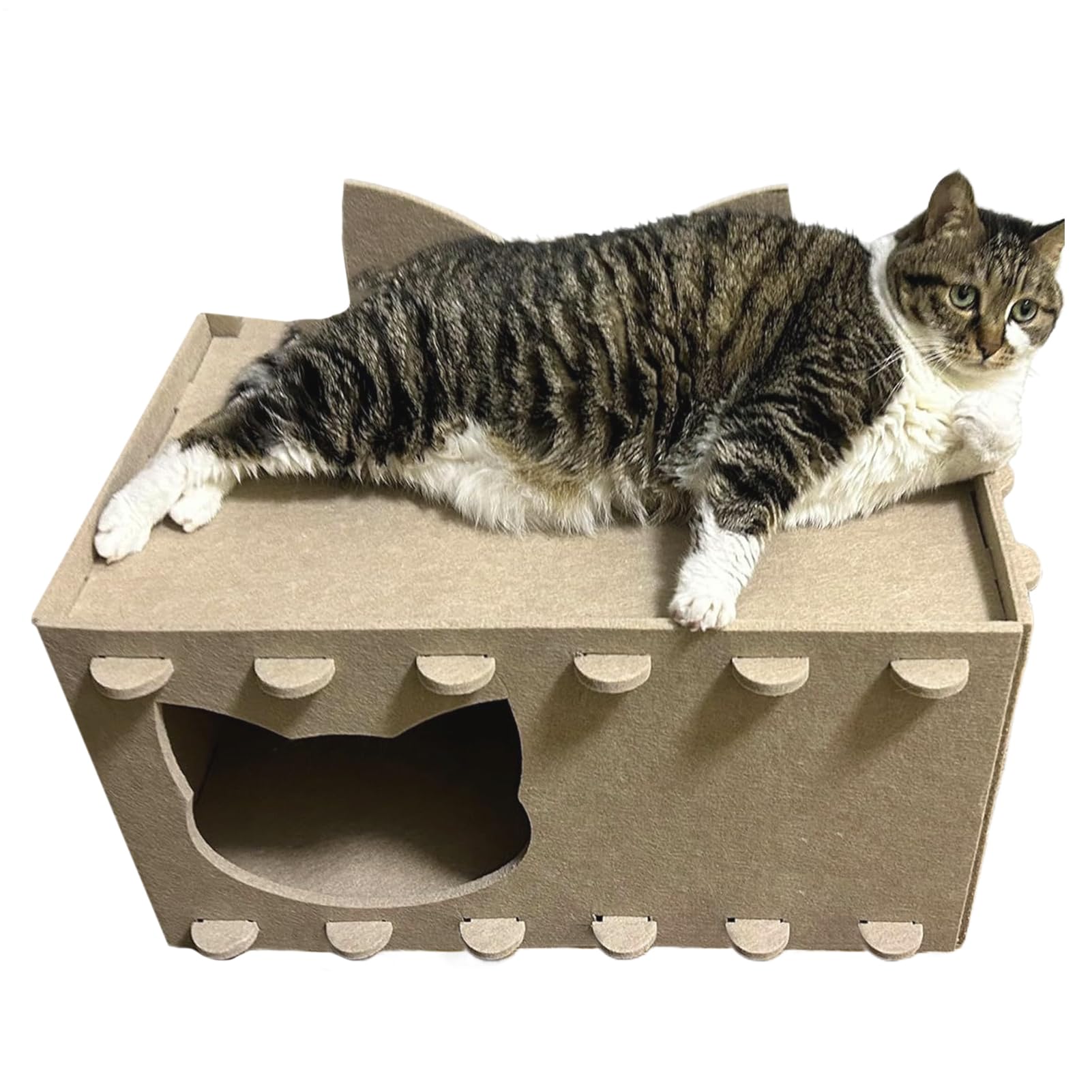 Griffoir pour chat avec maison spacieuse en feutre amovible intérieur extérieur