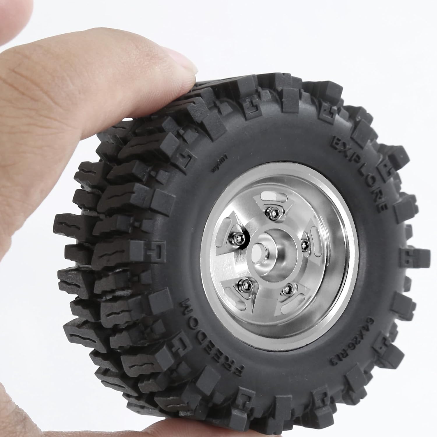 STMU (4PCS) RC 1.3 Aluminum Beadlock Wheels and Tires for 1/24 SCX24 1/18 TRX4M RC Crawler Cars (Tires and Wheels(black))