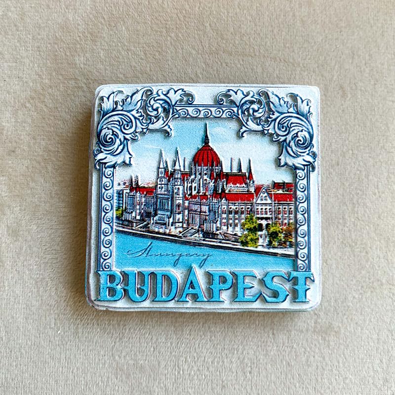 Imán decorativo Budapest Parlamento diseño azul y blanco miniatura 1