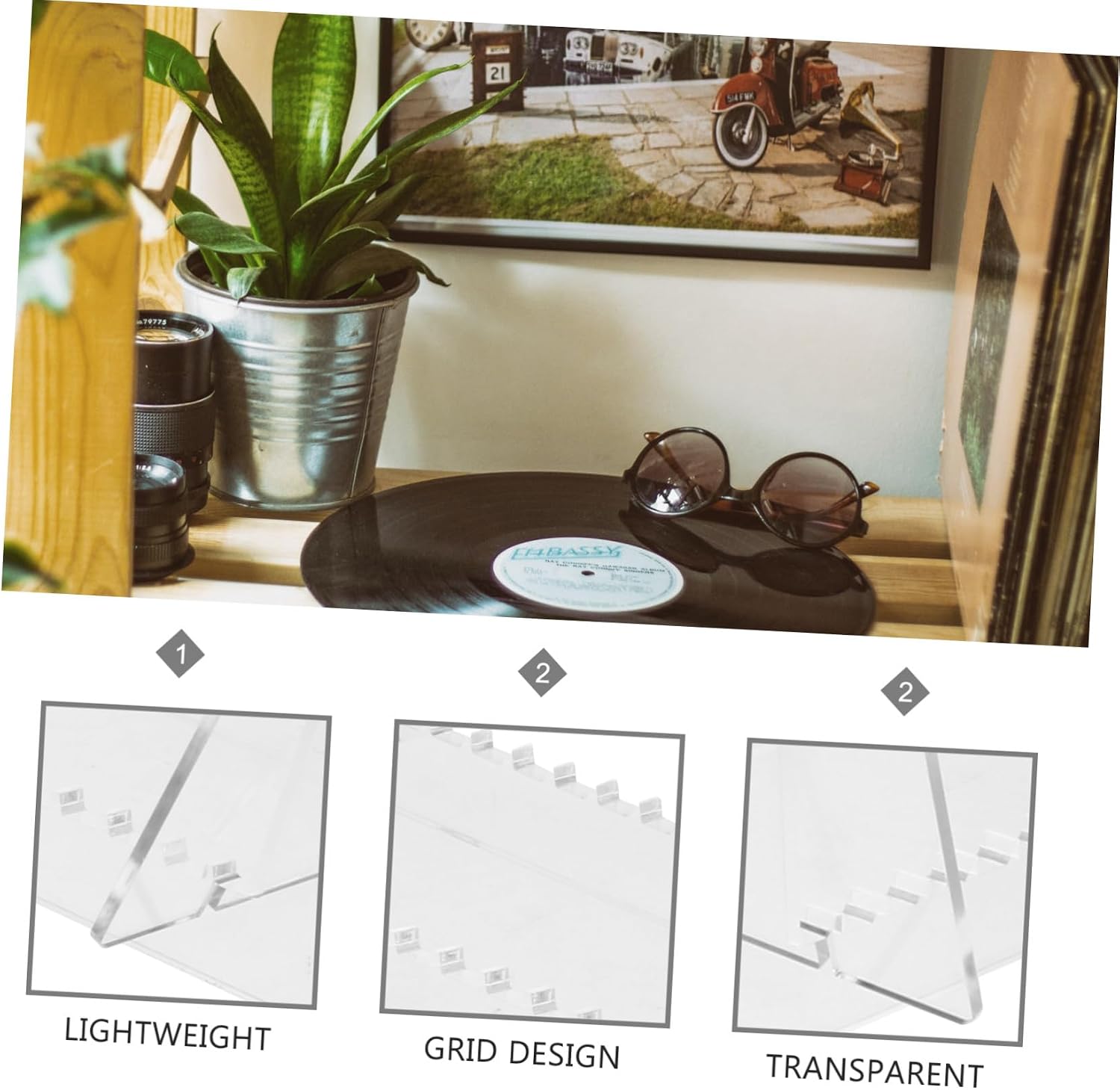 Acrylic Vinyl Record Stand, 36 Album Capacity Display Rack image 3