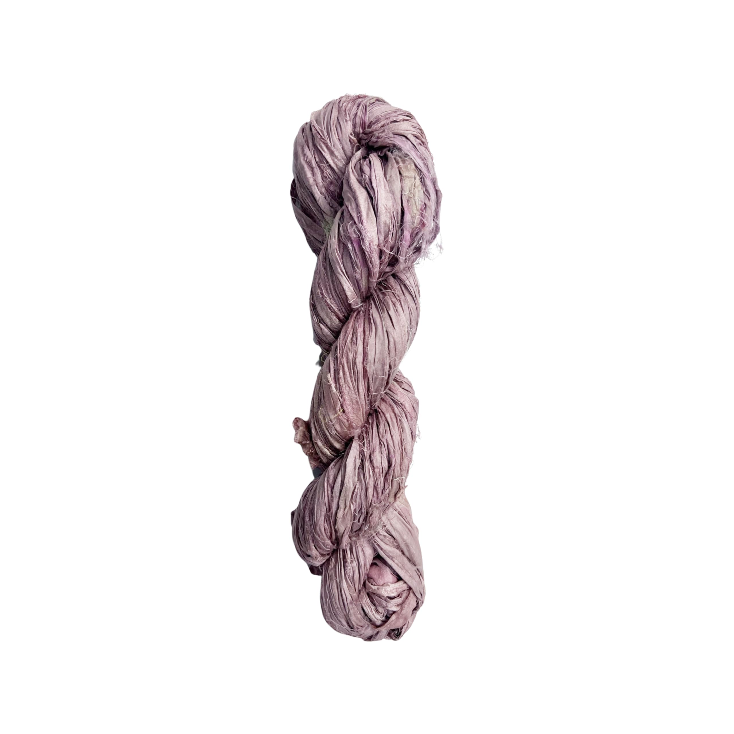 Maker's Craft Hilo de cinta de seda sari reciclada, 100 gramos, 50 yardas para bricolaje con colores vintage, tejer y ganchillo, macramé, joyería, envoltura de regalos y tejido (malva)