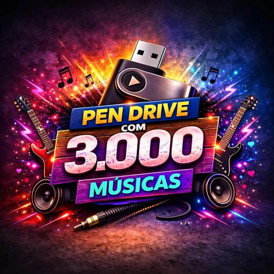 Pen Drive com 3.000 Músicas - 15 Estilos Musicais