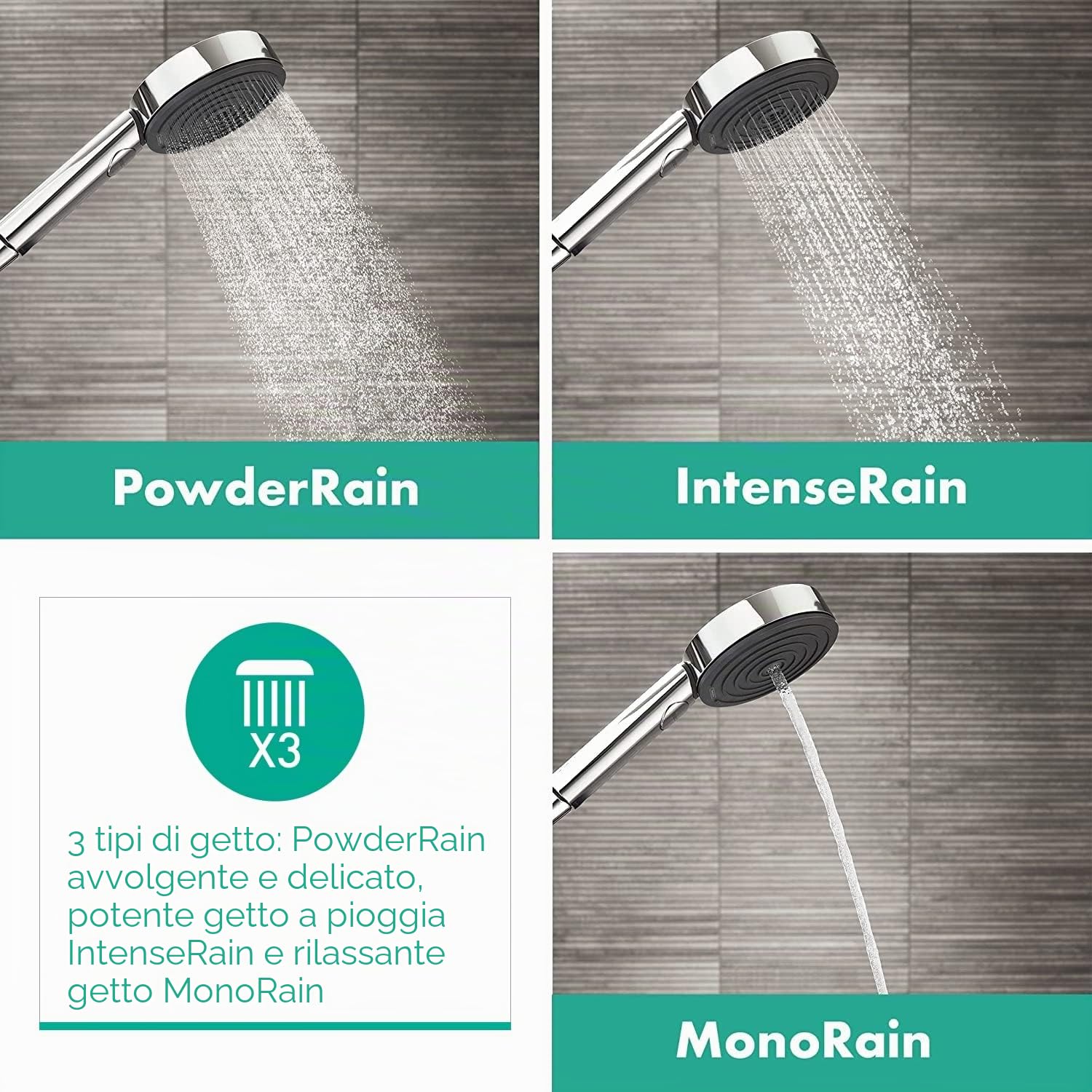 hansgrohe Pulsify Select S Doccetta 105 3 tipi di getto Active, cromo, 24100000