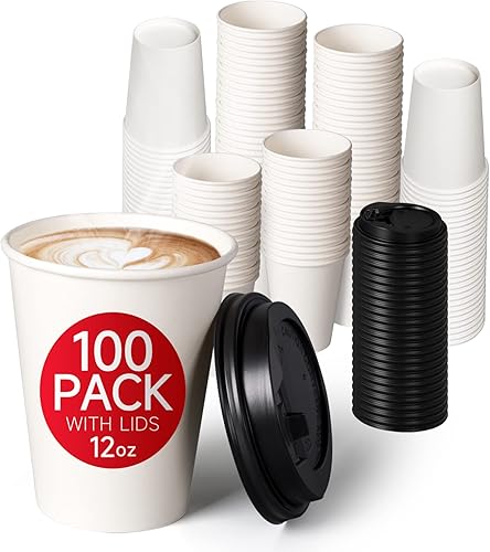 Miniatura 9 de Paquete de 100 Vasos de papel, tazas de café de 8 onzas, vasos de papel desechables, vasos de papel blanco para bebidas calientesfrías para oficina,