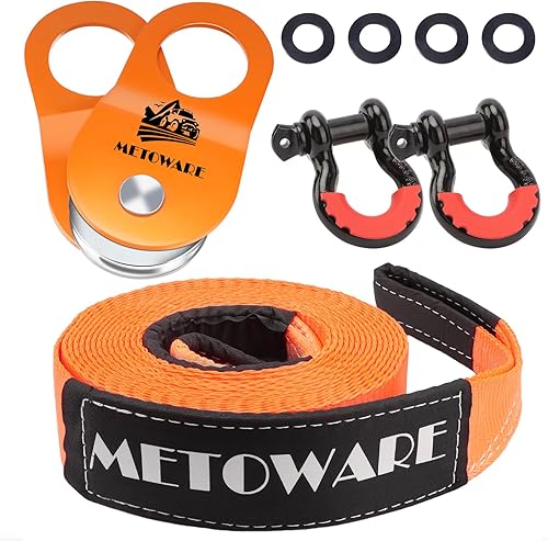 Miniatura 8 de METOWARE Polea de bloque Snatch, polea de remolque resistente de 10 toneladas para cabrestante, camión, ATV, UTV recuperación todoterreno