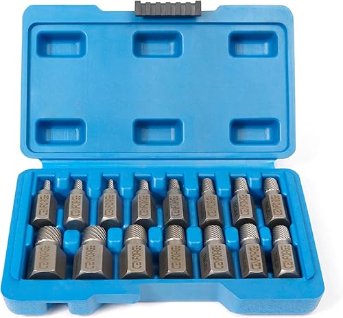 Miniatura 8 de Juego de extractor de tornillos de 25 piezas, cabeza hexagonal, herramienta extractor de pernos fácil de salir, acero de aleación de molibdeno