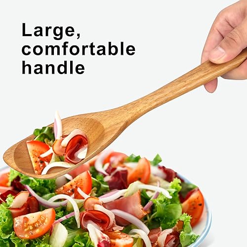 Miniatura 3 de Cucharas grandes de madera para cocinar, espátula no tóxica, utensilios de cocina de teca, la mejor cuchara de cocina de madera de acacia para