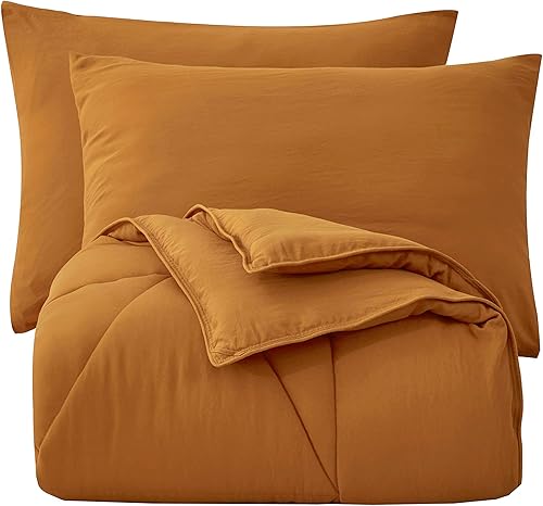 Miniatura 9 de Chezmoi Collection Rory - Juego de edredón amarillo mostaza, tamaño matrimonial, 3 piezas, esponjoso, suave, ligero, juego de edredón de microfibra