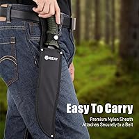 Vista 6 de REAT Machete Knife with Shaeth,15" Lightweight Garden Tools Knife,Ergonomic No-Slip Handle, Machetes for Bushcraft, Outdoor Hunting, Garden Cutting