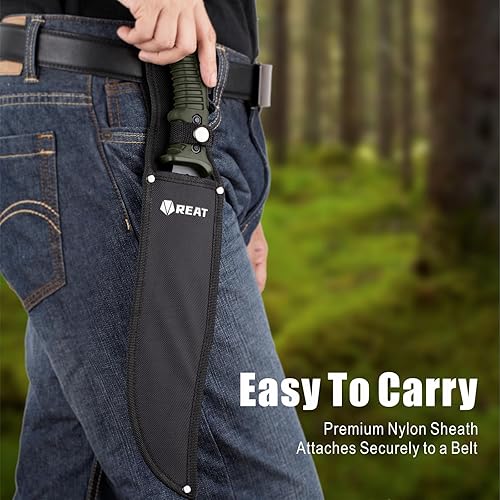 Miniatura 6 de REAT Cuchillo machete con Shaeth, cuchillo ligero de herramientas de jardín de 15 pulgadas, mango ergonómico antideslizante, machetes para