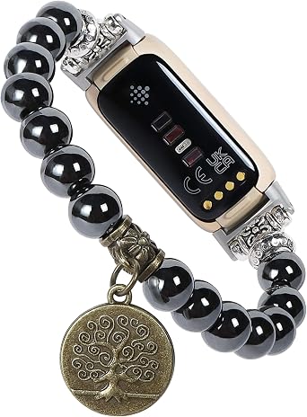 Compatible with Fitbit Luxe Band Agate Natural Gemstone Beads Boho Bracelet for Women Energy Stones Healing Crystal Chakra Tree of Life Obsidian 6"-612"
