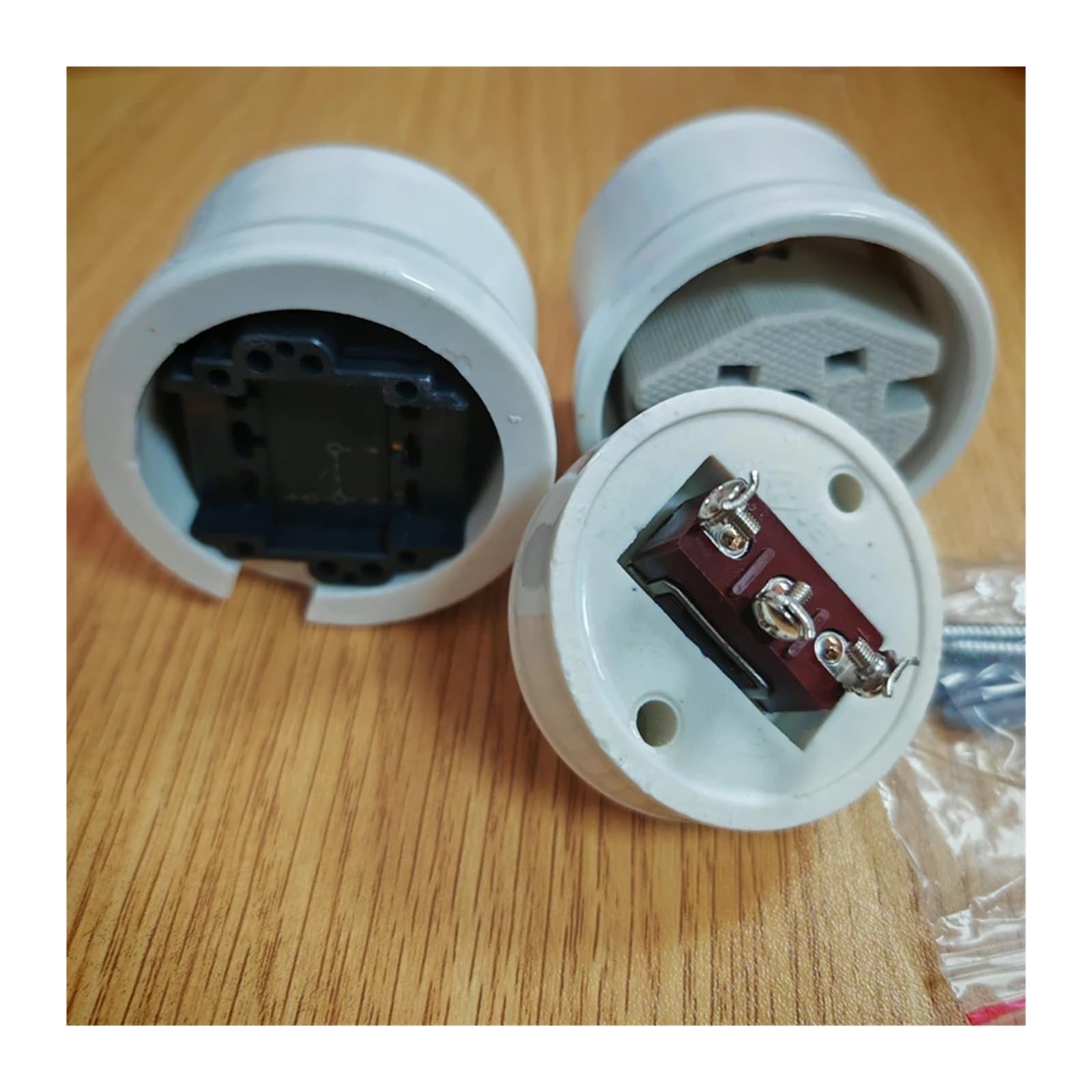 Interruptor de perilla for instalación en superficie de pared, enchufe giratorio de cerámica blanca(White EU Socket)