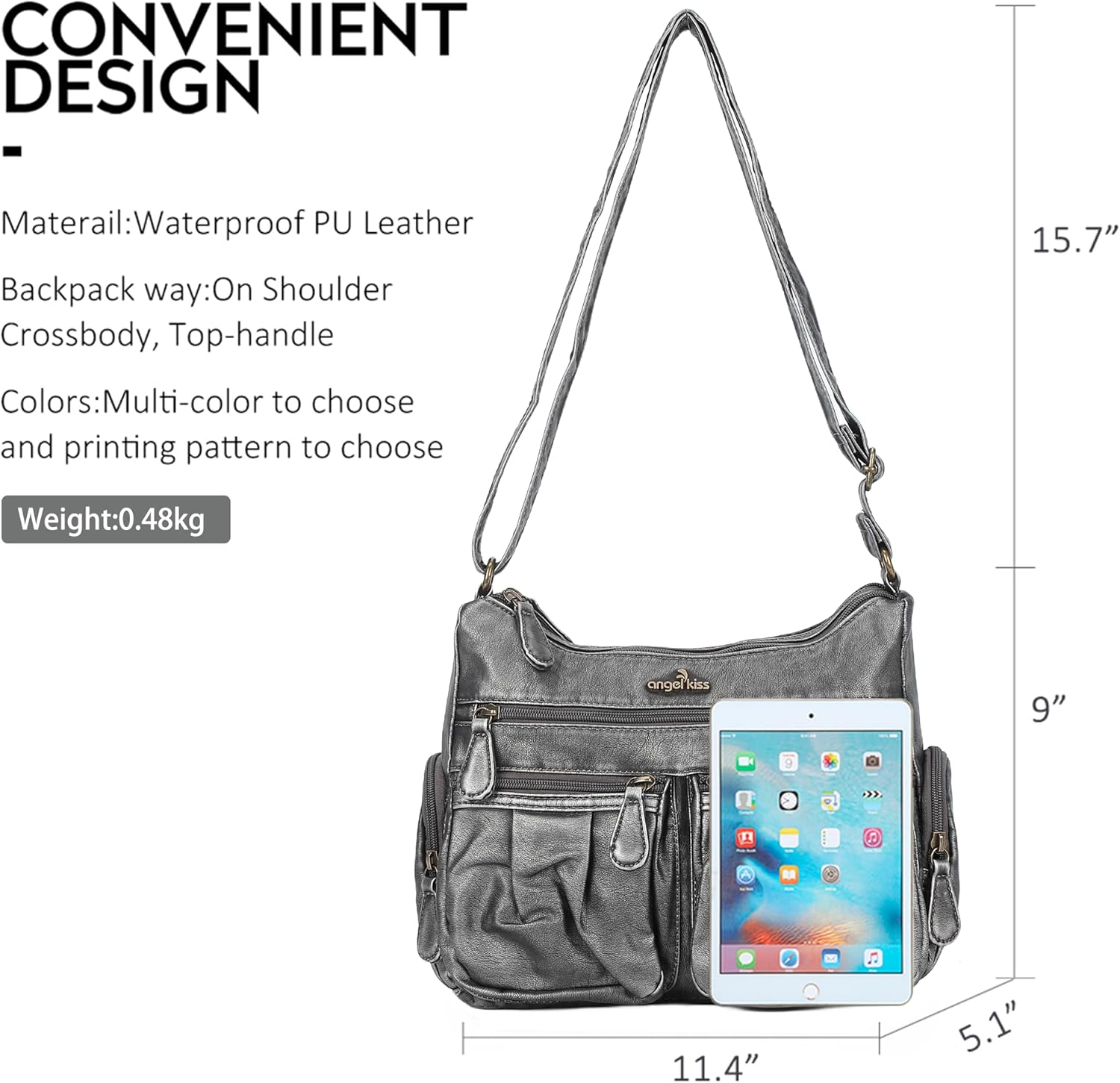 Angel Kiss Crossbody Bags for Women, Ladies Shoulder Handbags and Purses Medium Faux Leather Pocketbooks | Ladies, Medium, Faux Leather - Image 3